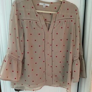 Fever Sheer Blouse with Red Polka Dots